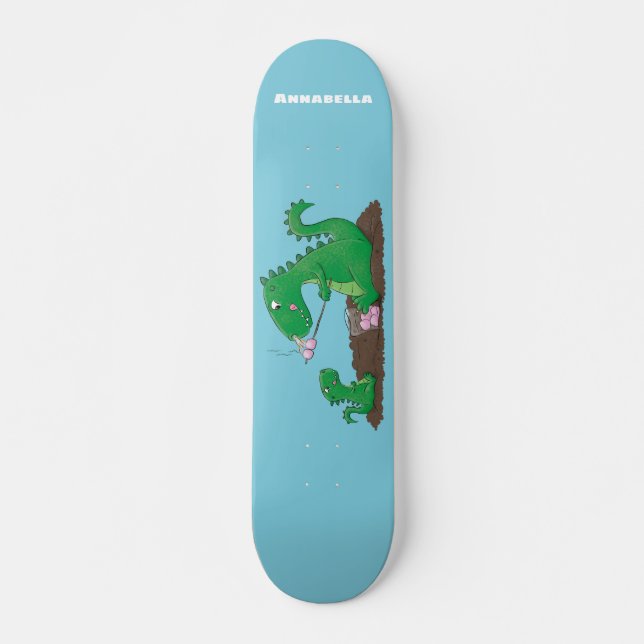 Niedliche Drachen braten Marshmallows Cartoon Skateboard (Vorne)