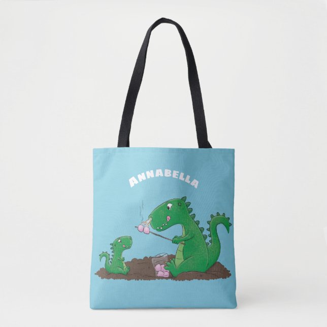 Niedliche Drachen braten Marshmallows Cartoon Tasche (Vorderseite)