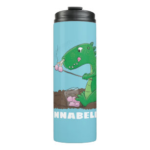 Niedliche Drachen braten Marshmallows Cartoon Thermosbecher