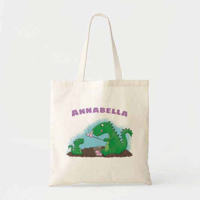 Niedliche Drachen braten Marshmallows Cartoon Tragetasche (Vorne)