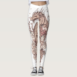 "Niedliche Drachenblüten: Leggings der Blumenatze"
