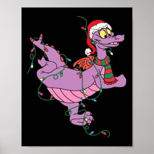 Niedliche Drachenfigur Lichter Weihnachtsmann Poster