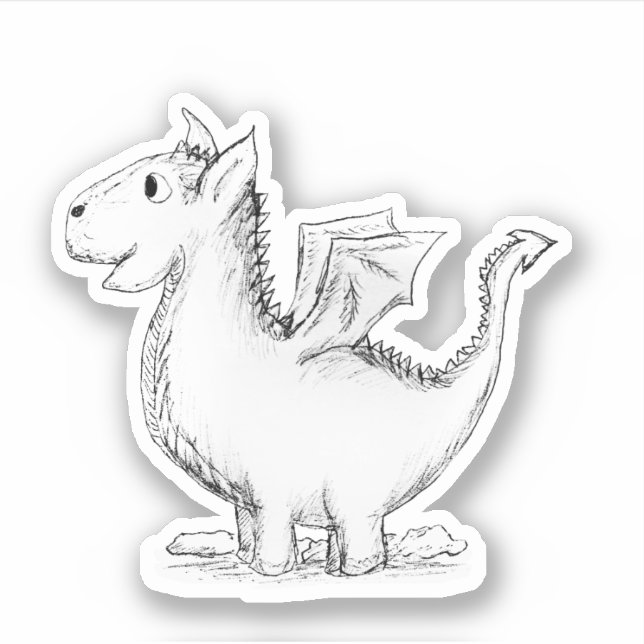 Niedliche Drachenskizze Aufkleber (Vorderseite)