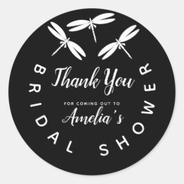 Niedliche Dragonfly Black Brautparty Danke Runder Aufkleber