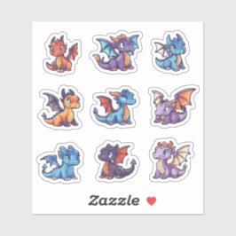Niedliche Dragons - Vinyl Sticker-Set nach Maß Aufkleber