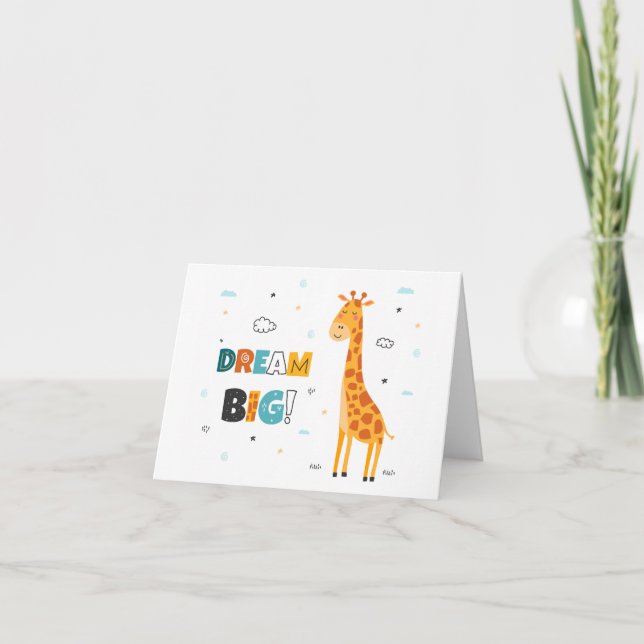 Niedliche Dream Big Giraffe Kinder Kindergrußkarte Karte (Vorderseite)