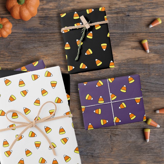 Niedliche Dreifach-Kartonfolien Geschenkpapier Set (Fun candy corn wrapping paper sheets just for you)
