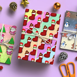 Niedliche Dreifachfreude Weihnachten Geschenkpapier Set