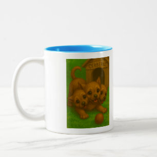 Niedliche dreiköpfige Welpe-Mit Augen Cerberus Fan Zweifarbige Tasse