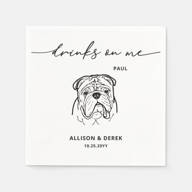 Niedliche Drinks auf Me Pet English Bulldog Hunde  Serviette (Vorderseite)