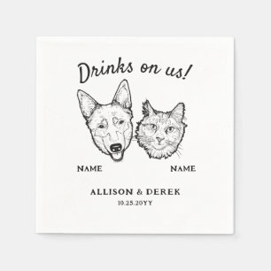 Niedliche Drinks auf unserem Hund und Cat Wedding  Serviette