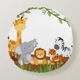 Niedliche Dschungel-Baby-Tier-rundes Kissen