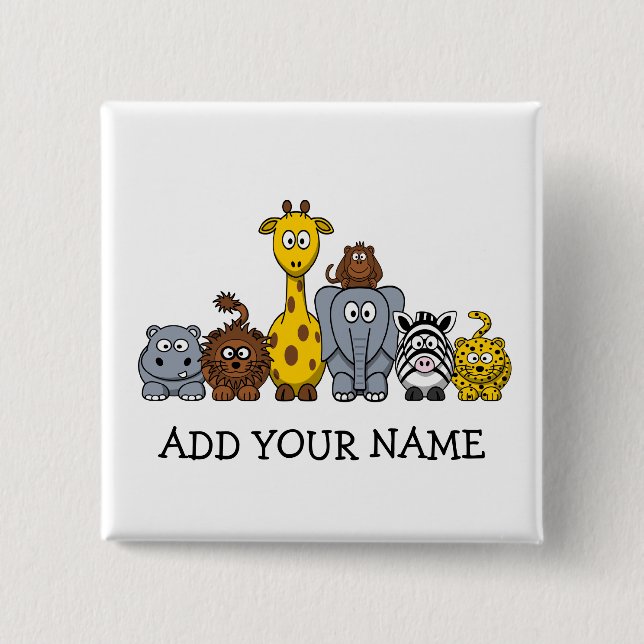 NIEDLICHE DSCHUNGEL-TIERE ADDIEREN IHREN TEXT BUTTON (Vorderseite)