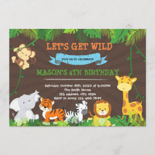 Niedliche DschungelGeburtstagsfeier Einladung
