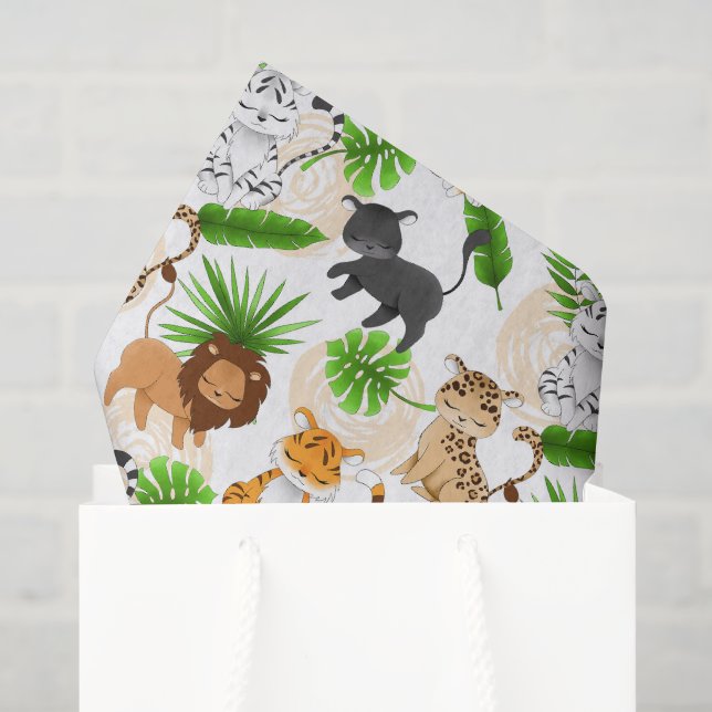 Niedliche Dschungelkatzen Vielfalt des Wildtiergew Seidenpapier (Geschenktüte)