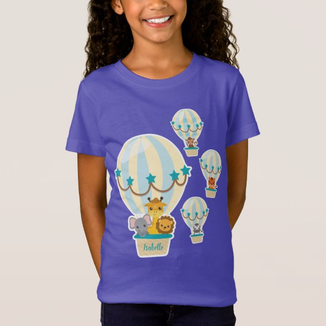 Niedliche Dschungeltiere, die in Heißluftballons f T-Shirt (Vorderseite)