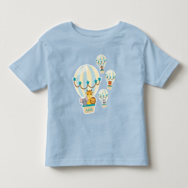 Niedliche Dschungeltiere in Heißluftballons Kleinkind T-shirt (Vorderseite)