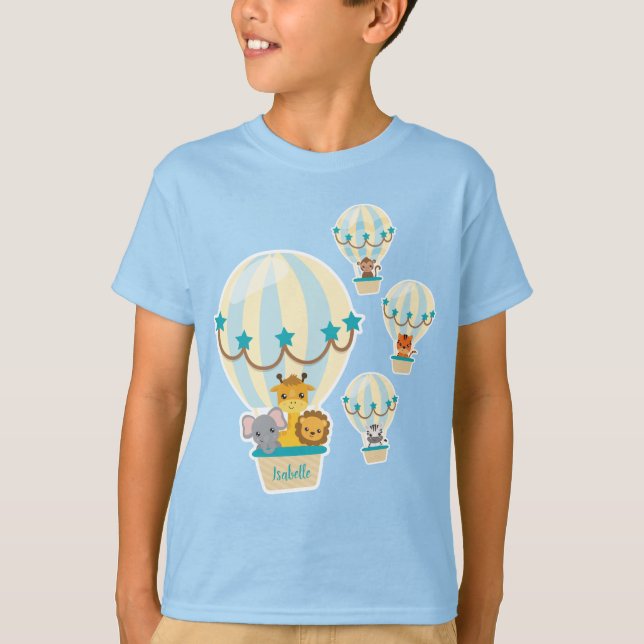 Niedliche Dschungeltiere in Heißluftballons T-Shirt (Vorderseite)