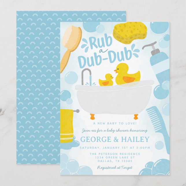 Niedliche Duck Ducky Babydusche Einladung (Vorne/Hinten)