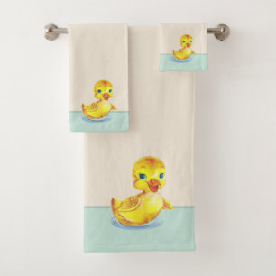 Niedliche Ducklings auf hellen Sand Beige Bath T Badhandtuch Set