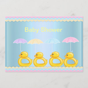 NIEDLICHE DUCKS BABY DUSCHE EINLADUNG BLAU