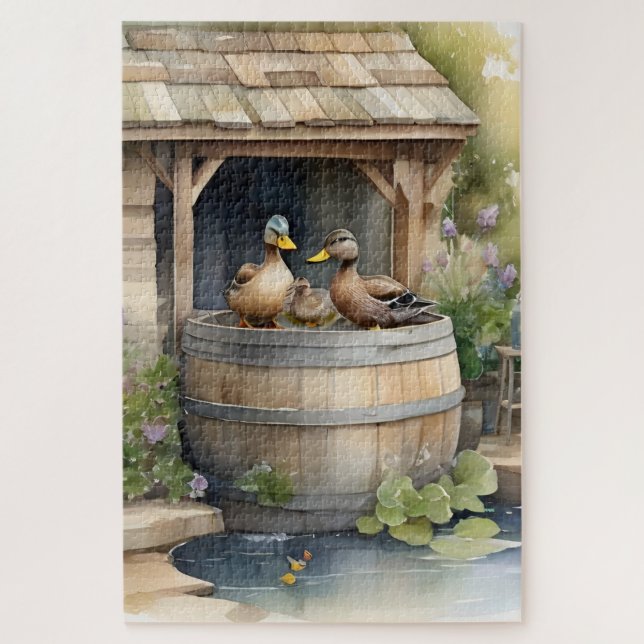 Niedliche Ducks mit Wasserfarbe (Vertikal)