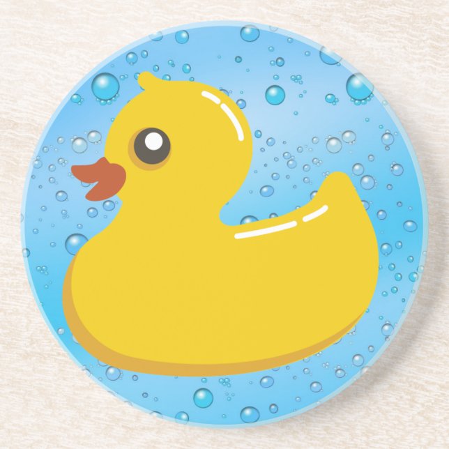 Niedliche Ducky/blaue Gummiblasen Getränkeuntersetzer (Vorne)