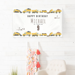 Niedliche Dump Trucks Bau-LKW Geburtstag Banner