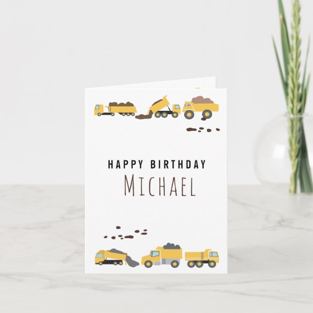 Niedliche Dump Trucks Bau-LKW Geburtstag Karte (Vorderseite)