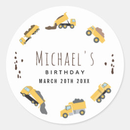 Niedliche Dump Trucks Bau-LKW Geburtstag Runder Aufkleber