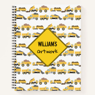 Niedliche Dump Trucks Bau-LKWs Kids Artwork Notizbuch
