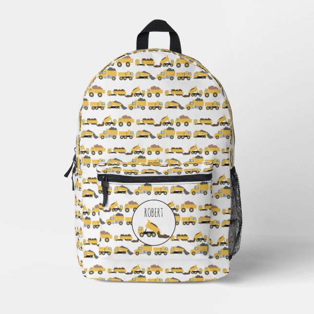 Niedliche Dump Trucks Bau Trucks Schule Bedruckter Rucksack (Vorderseite)