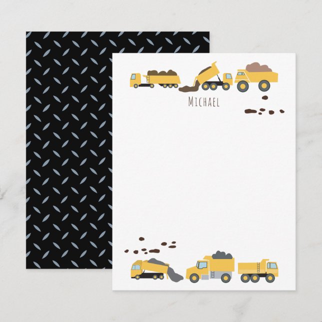 Niedliche Dump Trucks Bautransporter Kinder Mitteilungskarte (Vorne/Hinten)