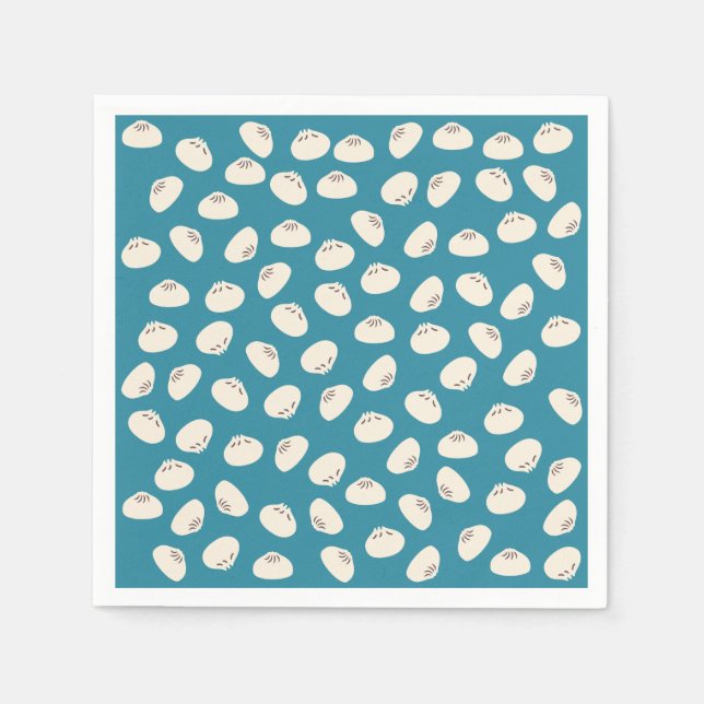 Niedliche Dumplings auf blauem Hintergrundpapier N Serviette (Vorderseite)