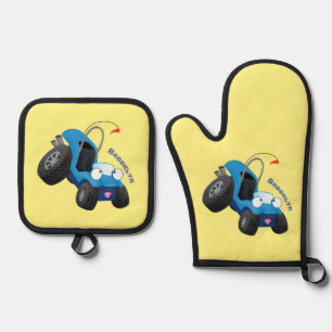 Niedliche Düne-Buggy des Cartoon Ofenhandschuh & Topflappen-Set