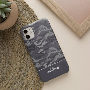Niedliche dunkelgraue Camouflage Personalisiert iPhone 16 Hülle