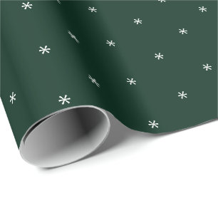 Niedliche, dunkelgrüne Schneeflocken im Winter Url Geschenkpapier