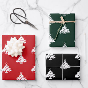 Niedliche dunkelkieferngrüne Weihnachtsbaumen Geschenkpapier Set
