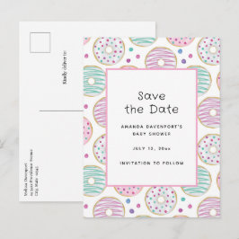 Niedliche Dusche Donut Pattern Babydusche Ankündigungspostkarte