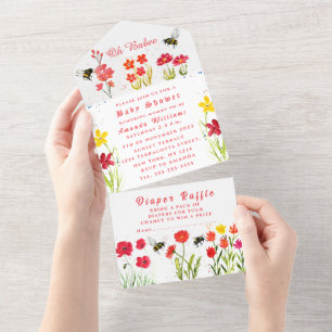 Niedliche Dusche für Hummelblüten All In One Einladung