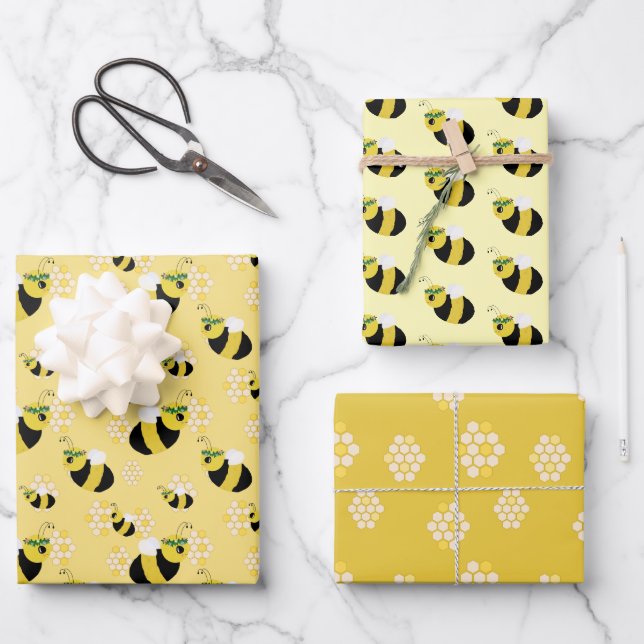 Niedliche Dusche für Hummelwabengewächse Geschenkpapier Set (Vorderseite)