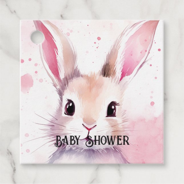 Niedliche Dusche in sonniger Farbe Rosa Babydusche Geschenkanhänger (Vorderseite)
