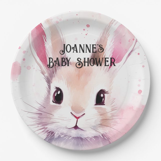 Niedliche Dusche in sonniger Farbe Rosa Babydusche Pappteller (Vorderseite)