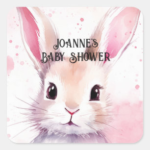Niedliche Dusche in sonniger Farbe Rosa Babydusche Quadratischer Aufkleber