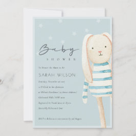 Niedliche Dusky Blue Gray Bunny Baby Dusche laden Dankeskarte