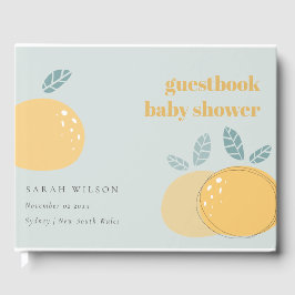 Niedliche Dusky Blue Lemon Fruity Bold Baby Dusche Gästebuch