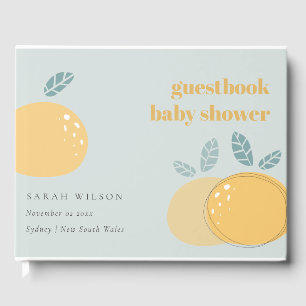 Niedliche Dusky Blue Lemon Fruity Bold Baby Dusche Gästebuch
