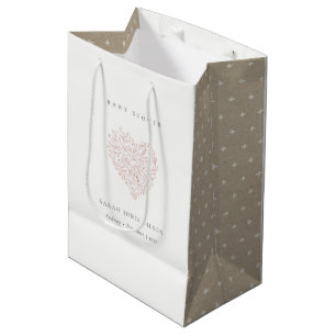 Niedliche Dusky Blush Blues Heart Baby Dusche Mittlere Geschenktüte