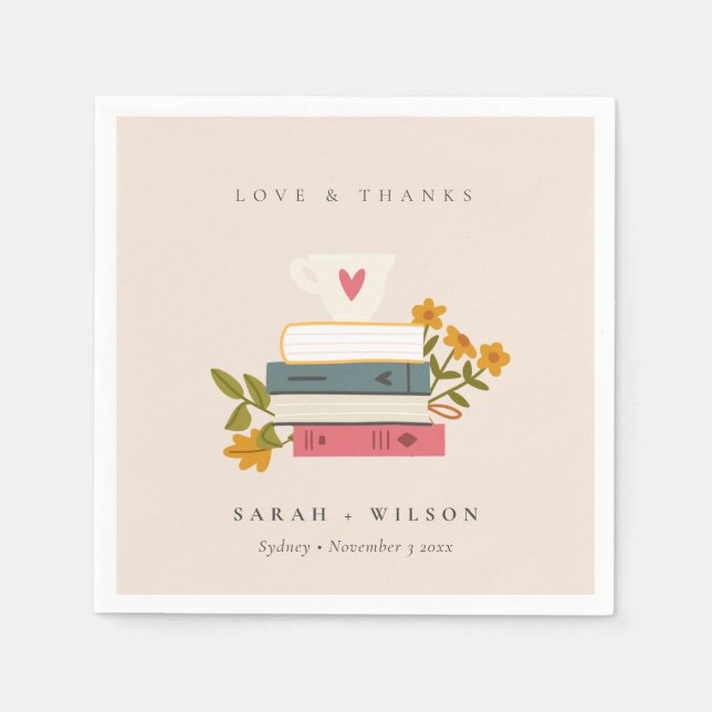 Niedliche Dusky Blush Storybooks Floral Wedding Serviette (Vorderseite)