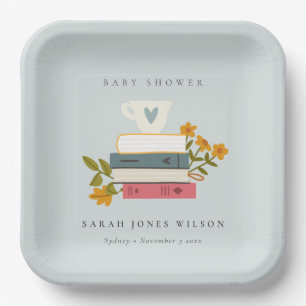Niedliche Dusky Storybooks Floral Baby Dusche Pappteller
